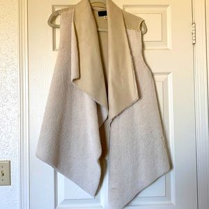 Cream faux fur sweater vest